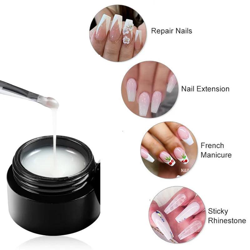 Milky White Clear Fiberglass Extension Nail Gel Polish Kit - Professional Nail Repair and Extension System  ourlum.com   
