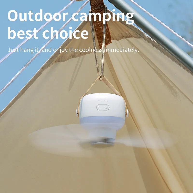 Portable Mini USB Camping Fan with Remote Control and LED Light - 4 Speeds, Battery Operated  ourlum.com   