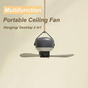 Portable Mini USB Camping Fan with Remote Control and LED Light - 4 Speeds, Battery Operated  ourlum.com   