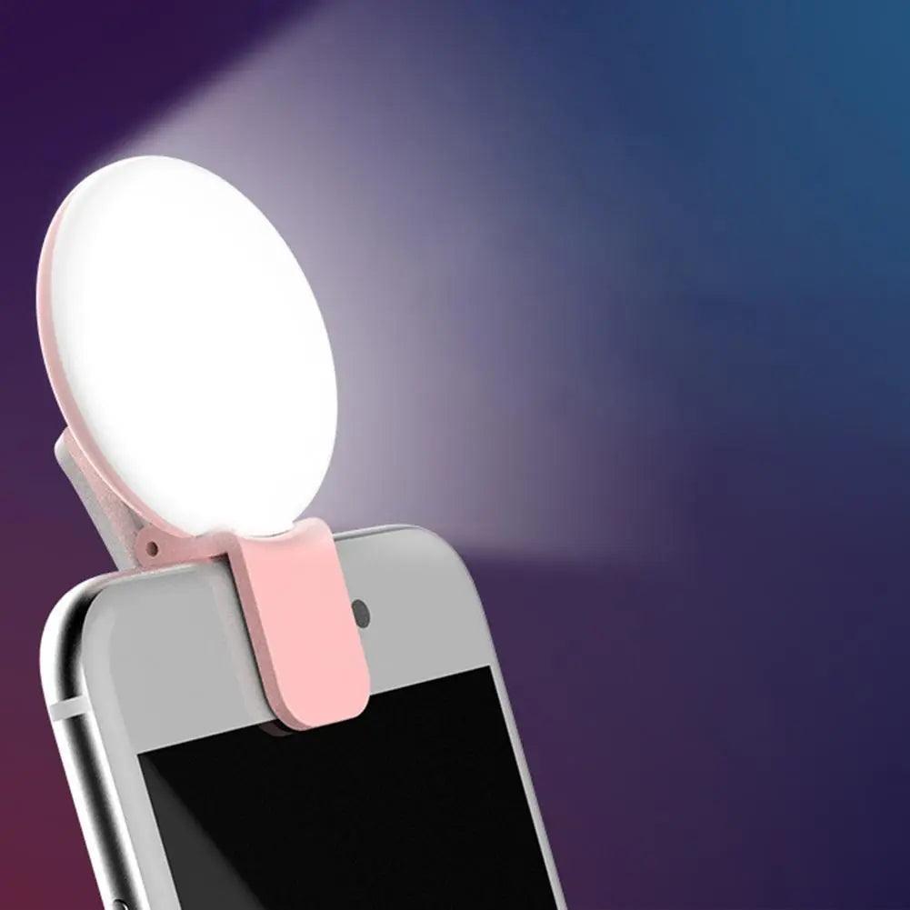 Portable LED Selfie Ring Light for Mobile Phones - Compact Design, Three Dimming Modes, Easy Clip-On, USB Rechargeable, Wide Compatibility, Beauty Enhancement - Multiple Colors Available  ourlum.com   