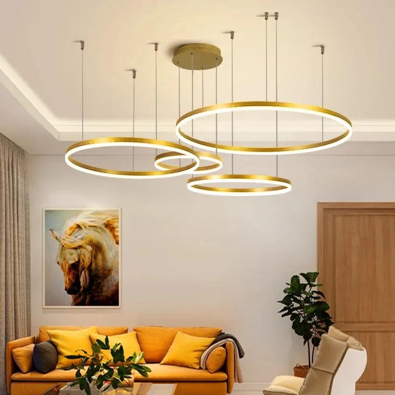 Contemporary LED Round Chandelier Pendant Light Fixture for Home Living Room Study Bedroom Decor  ourlum.com   