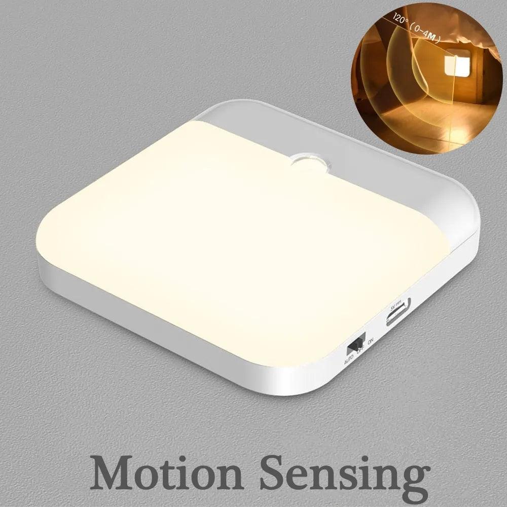 Smart Motion Sensor LED Light with USB Charging - Versatile Square Lamp for Home Lighting  ourlum.com   