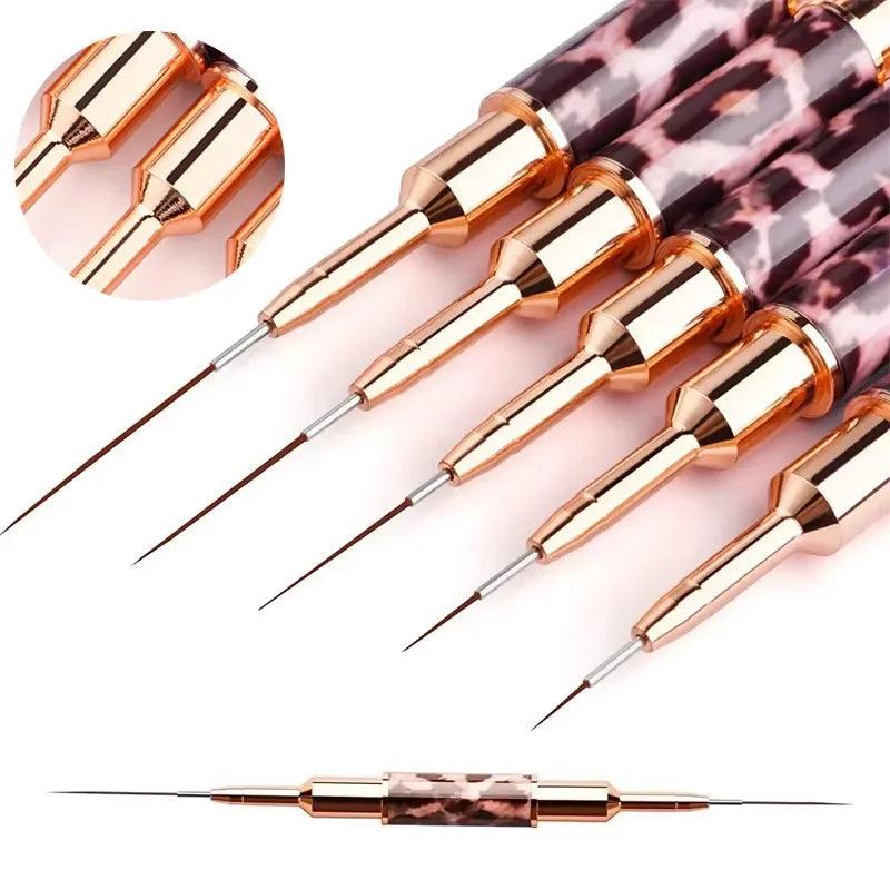 Leopard Print Double Head Nail Art Liner Brushes - Nail Art Manicure Tools for Precision Designs  ourlum.com   
