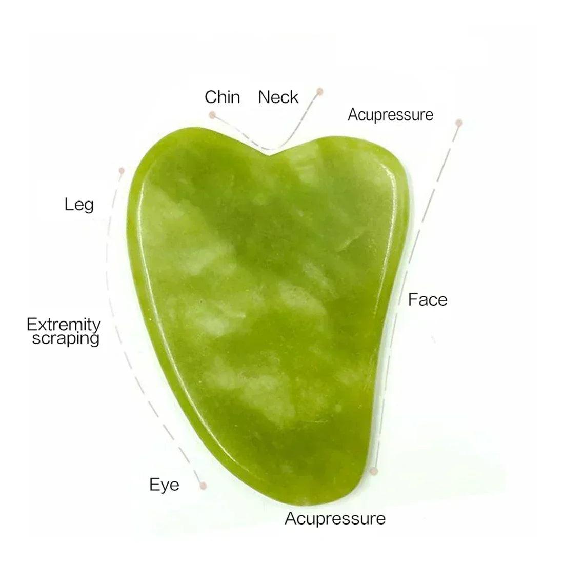 Jade Stone Facial Massager Kit with Gua Sha Scraper - Skin Rejuvenation and Relaxation Tool  ourlum.com   
