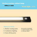 Motion Sensor LED Under Cabinet Light with USB Recharge - Modern Kitchen Closet Lamp  ourlum.com   