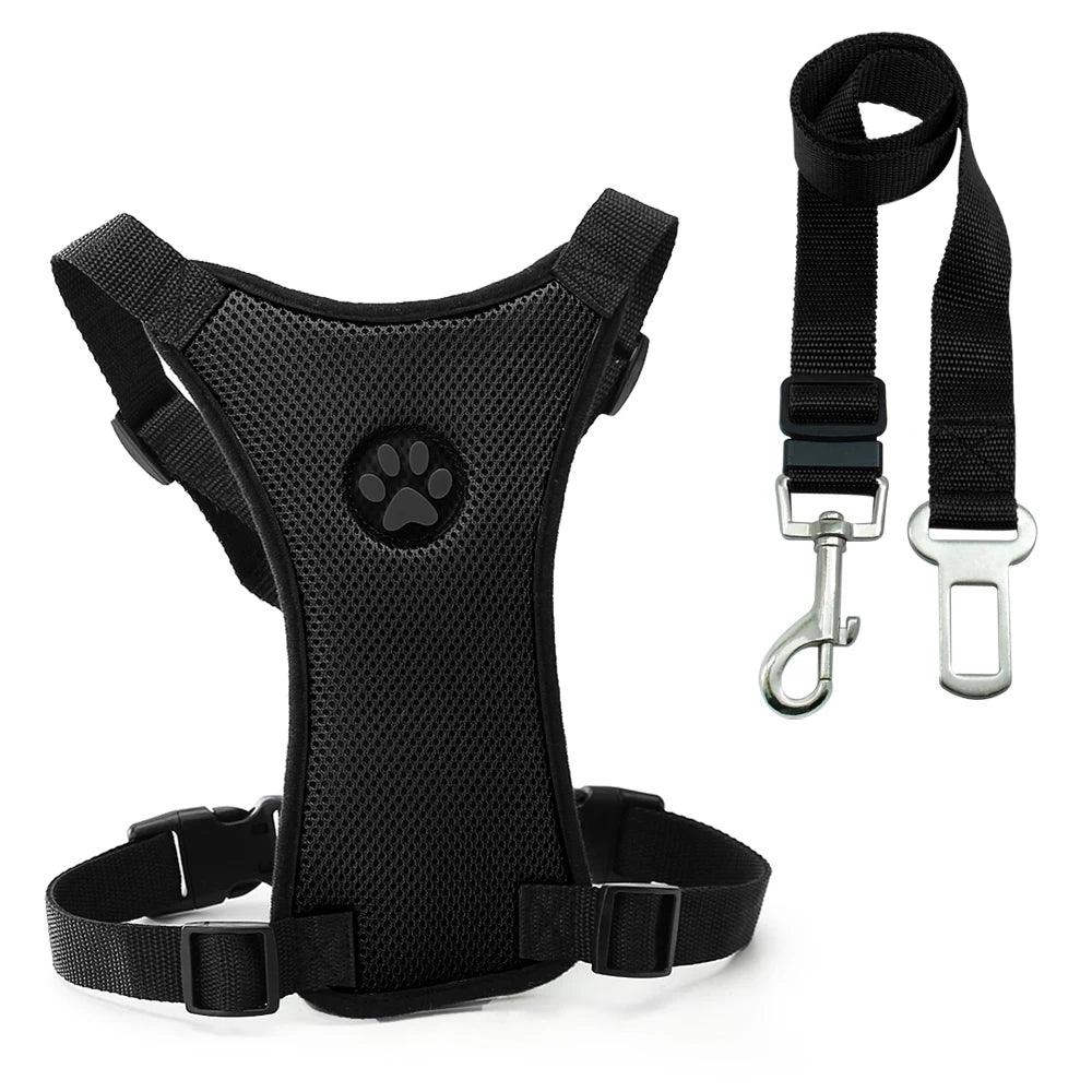 Breathable Mesh Dog Safety Harness with Vehicle Safety Belt - Medium to Large Dogs  ourlum.com   