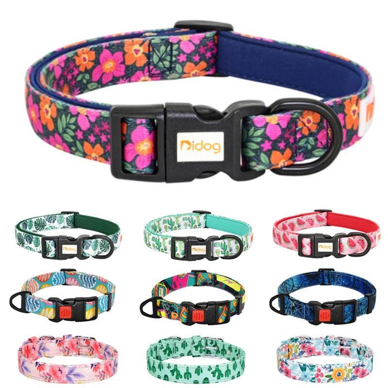 Nylon Floral Print Pet Collar with Adjustable Fit for Dogs and Cats  ourlum.com   