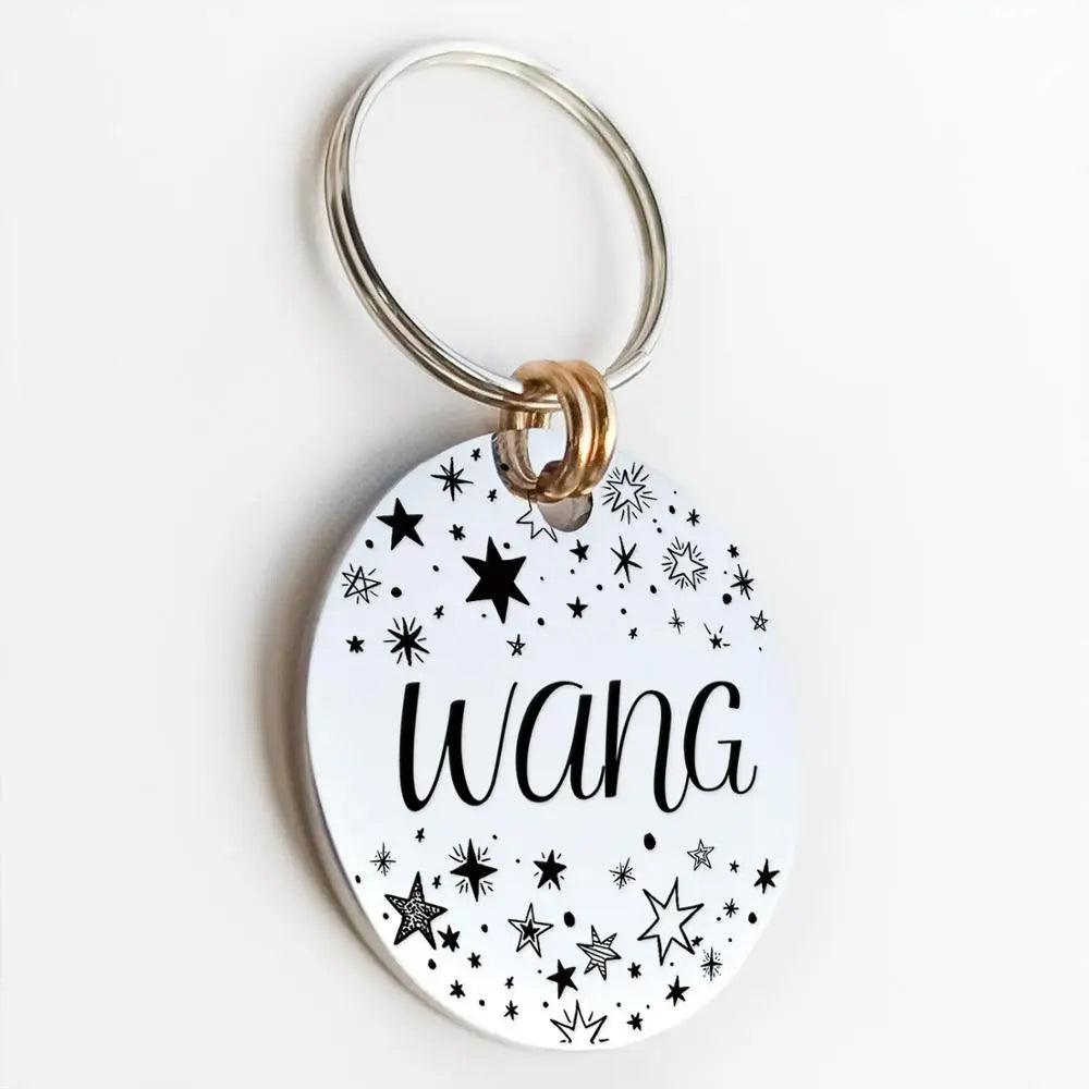 Artistic Font Personalized Cat Dog ID Tag MW002 | Double Sided Engraved Pet Collar Tag  ourlum.com   