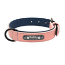 Personalized Leather Dog Collar with Inner Padding and ID Tag - Ideal for Pitbulls and Bulldogs  ourlum.com Pink S 