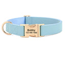 Customizable PU Leather Dog Collar and Leash Set with ID Name Engraving for Small, Medium, Large Dogs  ourlum.com blue collar S 