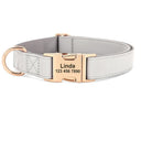 Customizable PU Leather Dog Collar and Leash Set with ID Name Engraving for Small, Medium, Large Dogs  ourlum.com gray collar S 