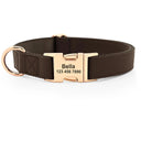 Customizable PU Leather Dog Collar and Leash Set with ID Name Engraving for Small, Medium, Large Dogs  ourlum.com brown collar S 