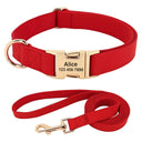 Customizable PU Leather Dog Collar and Leash Set with ID Name Engraving for Small, Medium, Large Dogs  ourlum.com red set S 