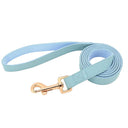 Customizable PU Leather Dog Collar and Leash Set with ID Name Engraving for Small, Medium, Large Dogs  ourlum.com blue leash S 