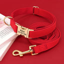 Customizable PU Leather Dog Collar and Leash Set with ID Name Engraving for Small, Medium, Large Dogs  ourlum.com   