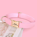 Customizable PU Leather Dog Collar and Leash Set with ID Name Engraving for Small, Medium, Large Dogs  ourlum.com pink collar S 