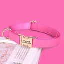 Customizable PU Leather Dog Collar and Leash Set with ID Name Engraving for Small, Medium, Large Dogs  ourlum.com rose collar S 