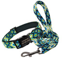 Colorful Personalized Nylon Dog Collar and Leash Set with Custom ID - Ideal for Small, Medium, Large Dogs  ourlum.com Set Blue S 