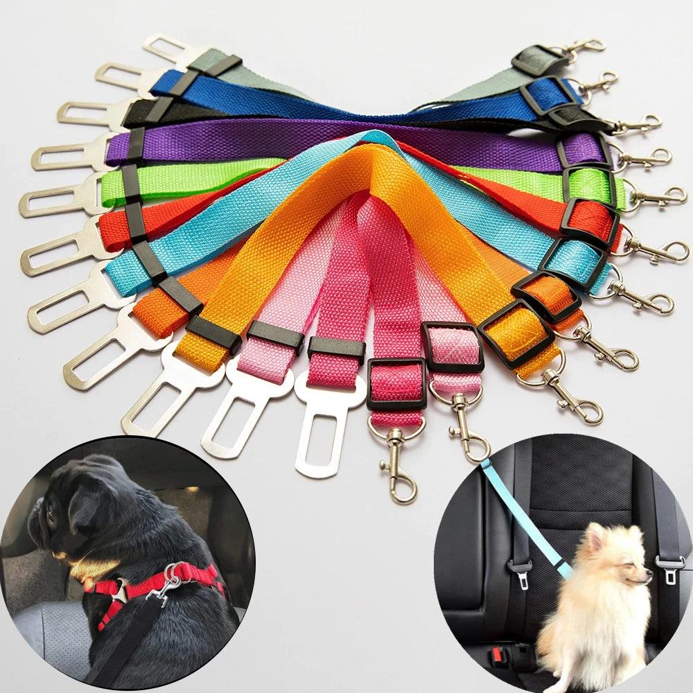 Adjustable Pet Car Seat Belt Harness for Small to Medium Dogs and Cats - Travel Safety Leash Clip - 13 Color Options  ourlum.com   