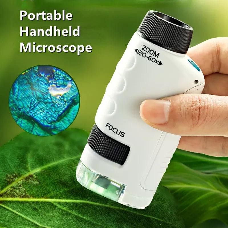 Portable LED Pocket Microscope Kit for Kids - 60-120x Magnification STEM Toy for Children's Outdoor Science Exploration  ourlum.com   