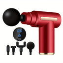 Portable Electric Percussion Massager with LED Touch Screen and 4 Replaceable Massage Heads  ourlum.com Type C Charge red 