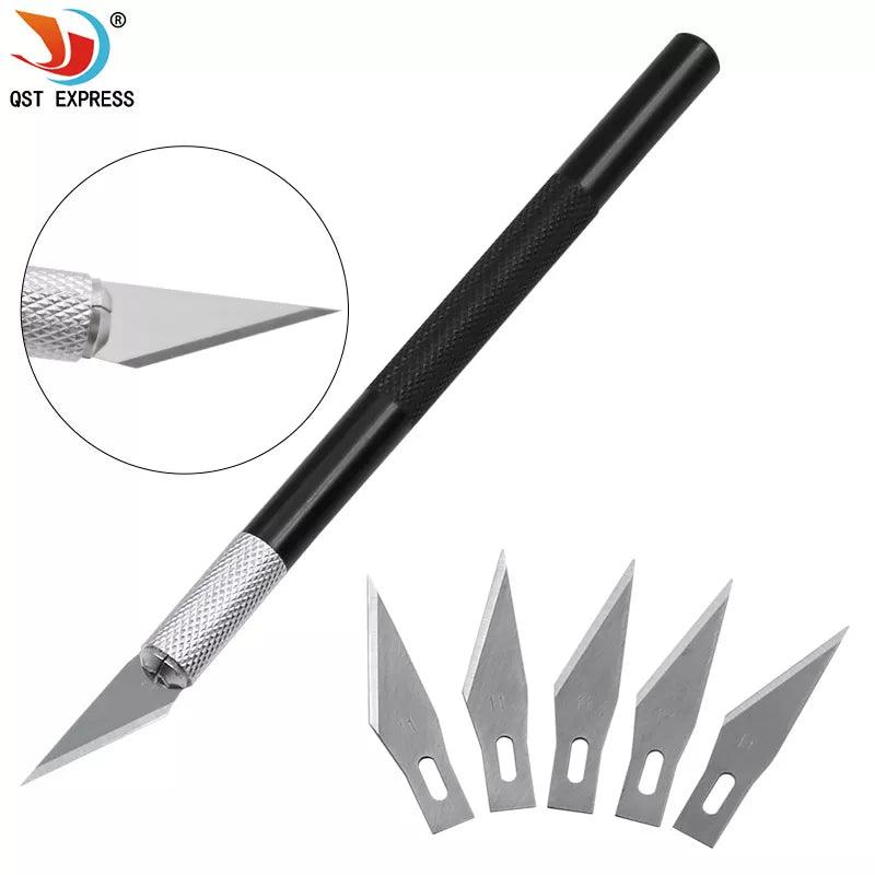Crafters' Essential Precision Knife Set for Artistic Wood Carving, Crafts, Phone Repair, PCB Work & DIY - Metal Handle with Interchangeable Blades  ourlum.com   