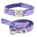 Enchanted Purple Floral Dog Collar Set Rose Gold Fashion