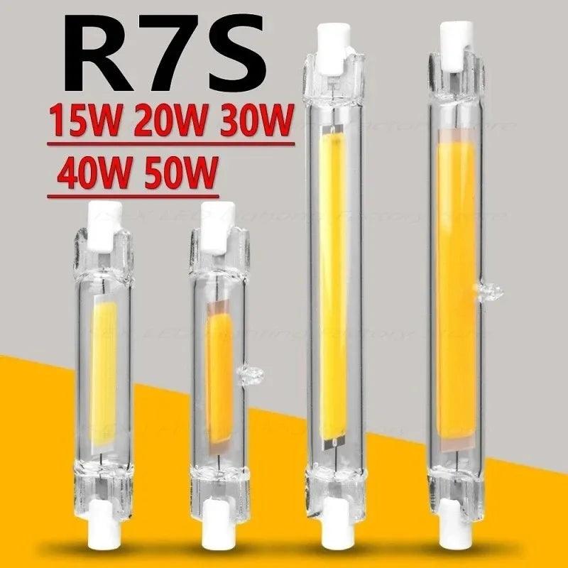 Super Bright R7S LED Glass Tube COB Bulb - Long Lifespan High Power Corn Lamp for Halogen Light Replacement  ourlum.com Warm White 220V 20W 78mm