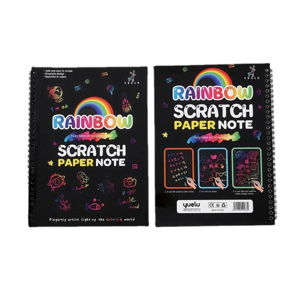 Rainbow Scratch Art Kit for Kids - Creative DIY Drawing Set with Wooden Tools - Educational Arts and Crafts Toy  ourlum.com   