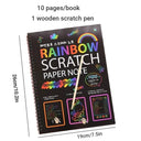 Rainbow Scratch Art Kit for Kids - Creative DIY Drawing Set with Wooden Tools - Educational Arts and Crafts Toy  ourlum.com Black 1 United State 