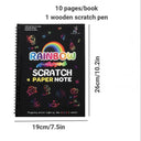 Rainbow Scratch Art Kit for Kids - Creative DIY Drawing Set with Wooden Tools - Educational Arts and Crafts Toy  ourlum.com Black 2 United State 