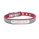 Customized Reflective Leather Cat Collar with Personalized ID - Engrave Name & Phone Number for Safety  ourlum.com Red XS 