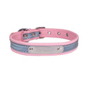 Customized Reflective Leather Cat Collar with Personalized ID - Engrave Name & Phone Number for Safety  ourlum.com Pink XS 