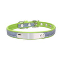 Customized Reflective Leather Cat Collar with Personalized ID - Engrave Name & Phone Number for Safety  ourlum.com Light green XS 