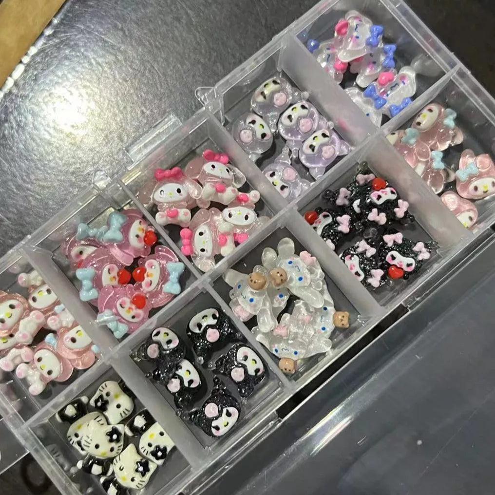 Whimsical Sanrio Nail Art Charm Kit with Hello Kitty and Kuromi Gems  ourlum.com   