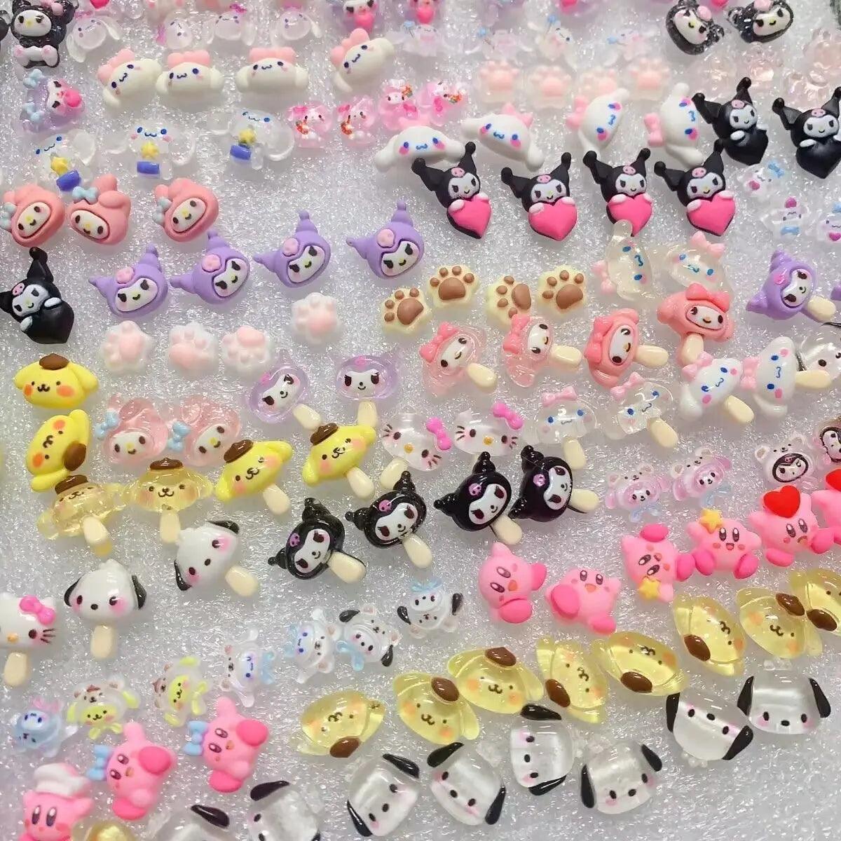 Whimsical Sanrio Nail Art Charm Kit with Hello Kitty and Kuromi Gems  ourlum.com   