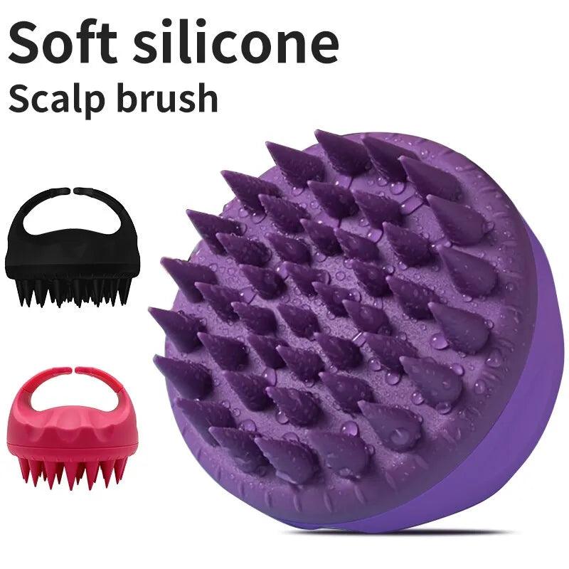 Scalp Massage Brush with Dual-Use Handle - Soft Silicone Head Scrubber for Deep Cleaning  ourlum.com   