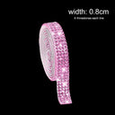 Crystal Rhinestone Diamond Ribbon Sticker Set for DIY Crafts and Decor  ourlum.com pink 1 yard 0.8cm  