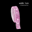 Crystal Rhinestone Diamond Ribbon Sticker Set for DIY Crafts and Decor  ourlum.com pink 1 yard 1cm  