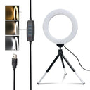 Dimmable USB Ring Light with Adjustable Tripod Stand Setup