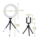 Dimmable USB Ring Light with Adjustable Tripod Stand Setup