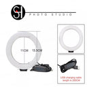 Dimmable USB Ring Light with Adjustable Tripod Stand Setup