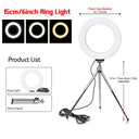 Dimmable USB Ring Light with Adjustable Tripod Stand Setup