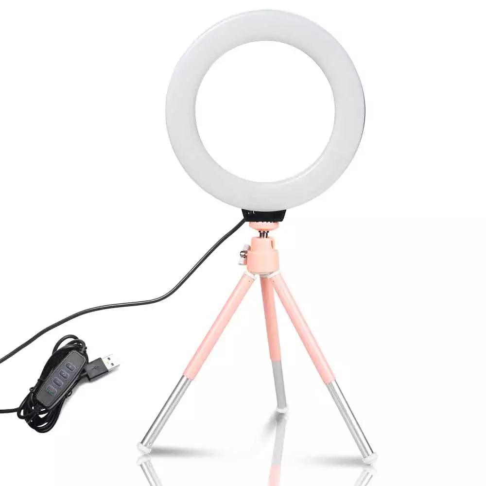 SH Photo Mini LED Selfie Ring Light Kit with Tripod Stand for YouTuber Live Videos  ourlum.com   