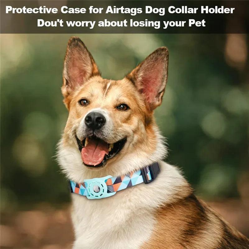 Adjustable Digital Print Pet Collar with Airtag Holder - Choose from S/M/L Sizes for Dogs and Cats  ourlum.com   