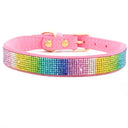 Crystal Jeweled Suede Dog Collar with Glitter Rhinestones - Adjustable Zinc Alloy Buckle - Small to Medium Pets XXS-L  ourlum.com pink colorful XS 