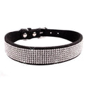 Crystal Jeweled Suede Dog Collar with Glitter Rhinestones - Adjustable Zinc Alloy Buckle - Small to Medium Pets XXS-L  ourlum.com black XS 