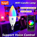 Smart Crystal Candle Lamps with Music Sync and Remote Control  ourlum.com WIFI E14 Lamps  220V Yes 5w