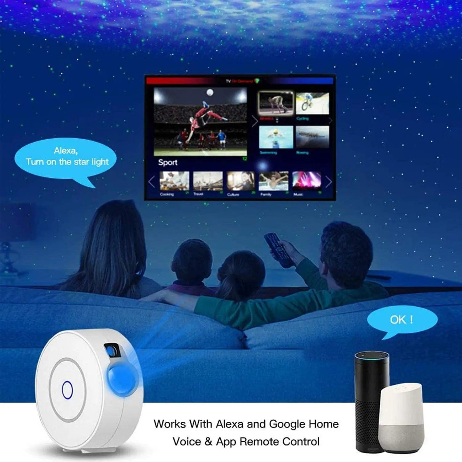 Galactic Sky WiFi Star Projector Light with Alexa Control - LED Nebula Night Lamp for Kids and Babies  ourlum.com   