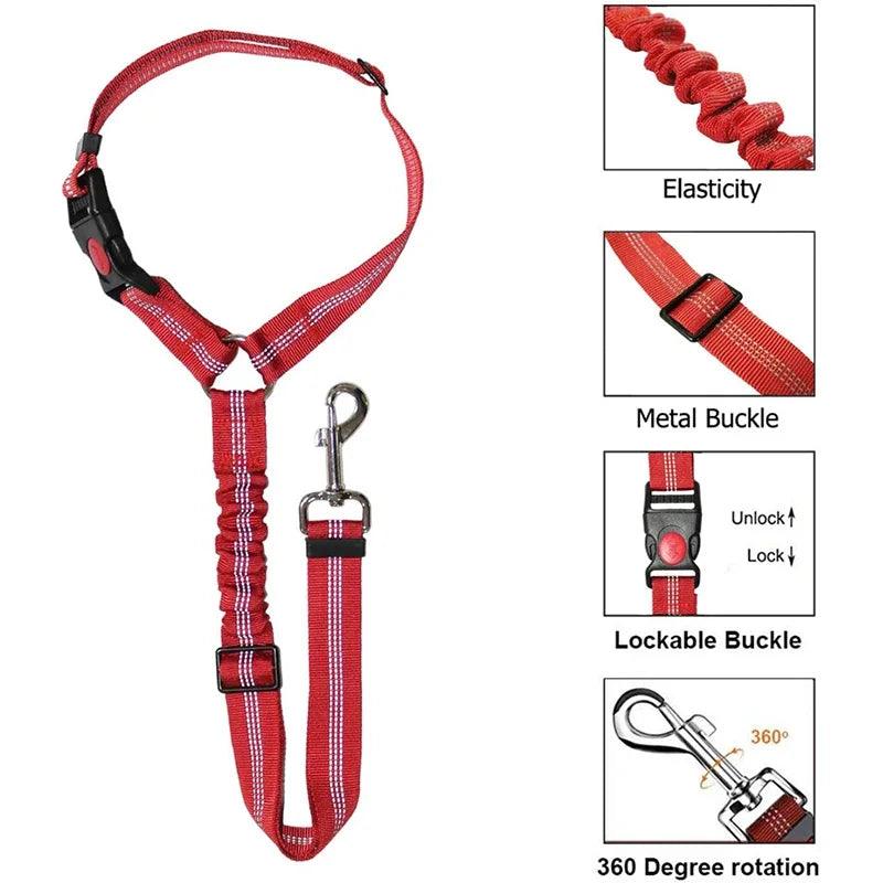 Pet Car Safety Belt with Adjustable Two-in-One Dog Leash for Cats and Dogs  ourlum.com   